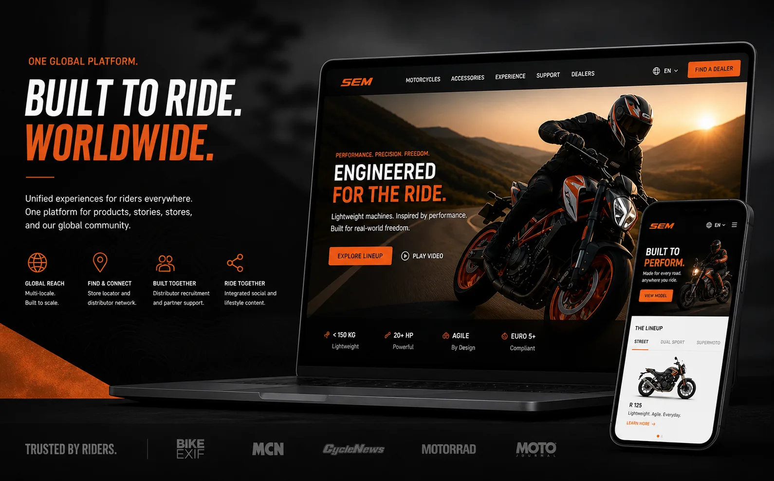 Global Motorcycle Brand Platform interface preview